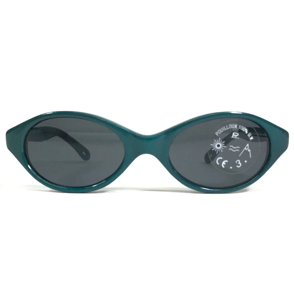 Vuarnet Kids Sunglasses B110 Blue Green Round Frames with Blue Lenses 28-15-105